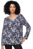 California Cashmere by Subtle Luxury Cashmere Comfort Crew / S/M / Rose Garden-Blue 100% Cashmere Printed Comfort Crewneck Sweater