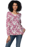 California Cashmere by Subtle Luxury Cashmere Comfort Crew / S/M / Rose Garden-Pink 100% Cashmere Printed Comfort Crew