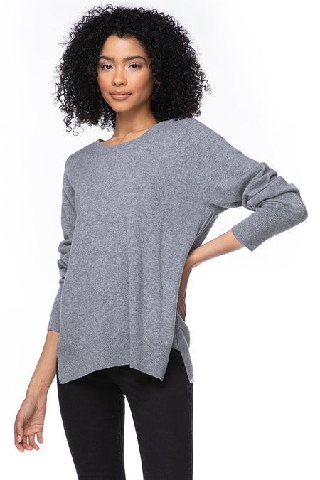 100% Cashmere Loose & Easy Crew Sweater in Carnation