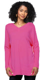 California Cashmere by Subtle Luxury Cashmere Double V-Neck Sweater / S/M / Hibiscus 100% Cashmere Reversible Easy V-Neck Sweater in Happy Colors