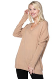 California Cashmere by Subtle Luxury Cashmere Double V-Neck Sweater / S/M / Taffy 100% Cashmere Reversible Easy V-Neck Sweater