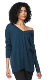 California Cashmere by Subtle Luxury Cashmere Double V-Neck Sweater / XS/S / Majolica Blue 100% Cashmere Reversible Easy V-Neck Sweater in Fall Favorites