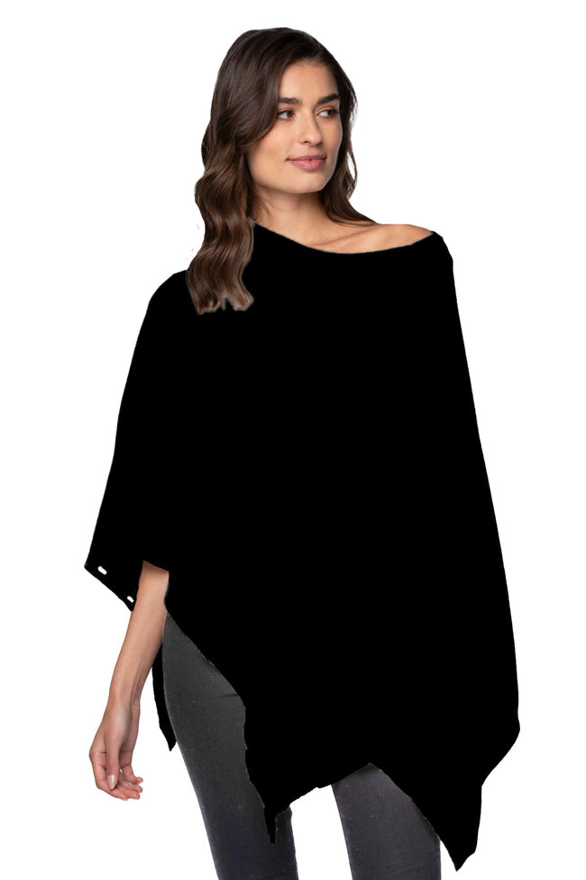 California Cashmere by Subtle Luxury Cashmere Florance pullover / O/S / Black Convertible Multi-Wear 100% Cashmere Poncho Sweater Pullover