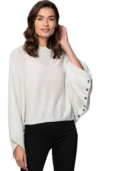 California Cashmere by Subtle Luxury Cashmere Florance pullover / O/S / Snow Speckle Convertible Multi-Wear 100% Cashmere Poncho Sweater Pullover