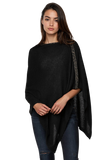Be Golden 100% Cashmere Braided Trim Light Weight Poncho