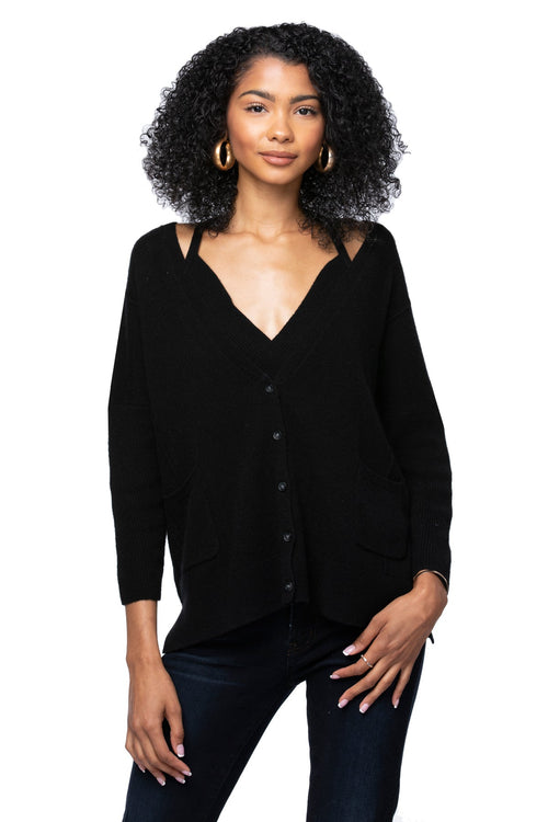 California Cashmere by Subtle Luxury Cashmere Loose & Easy Cardigan / S/M / Black 100% Cashmere Loose & Easy Cardigan Sweater - Resort-Holiday