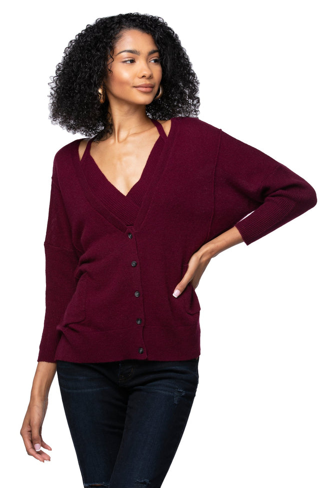 California Cashmere by Subtle Luxury Cashmere Loose & Easy Cardigan / XS/S / Garnet 100% Cashmere Loose & Easy Cardigan Sweater - Resort-Holiday