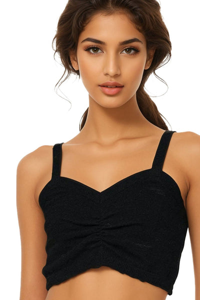 California Cashmere by Subtle Luxury Cashmere Natalia Cami Bra Top / XS/S / Black 100% Cashmere Natalia Crop Cami Tank in Black