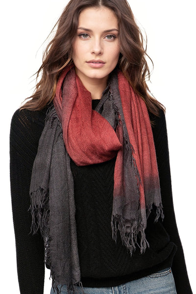 California Cashmere by Subtle Luxury Luxury Scarf Burnt/Charcoal / One Size 100% Tissue Cashmere Half Moon Scarf
