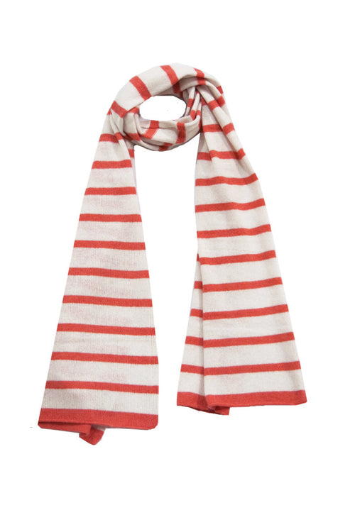 California Cashmere by Subtle Luxury Luxury Scarf Persimmon/Cream / One Size 100% Cashmere Striped Travel Wrap