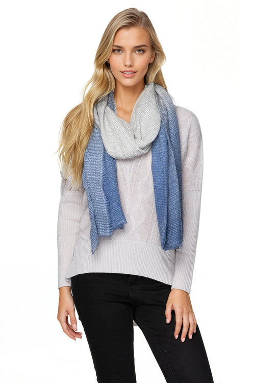 California Cashmere by Subtle Luxury Luxury Scarf Sky / One Size Silverton Printed Extra Fine Wool Luxury Wrap Scarf in Sky Blue