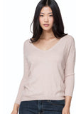 California Cashmere by Subtle Luxury Sweater Cara Textured V Neck / S/M / Blush Lime Cara Textured V-Neck Sweater Cotton Cashmere
