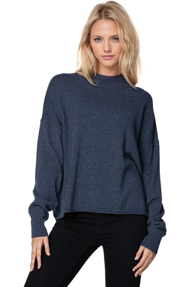 California Cashmere by Subtle Luxury Sweater Cashmere Boxy Mock Neck / S/M / Denim 100% Cashmere Boxy Mock Neck Sweater