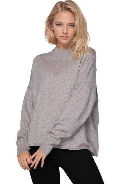 California Cashmere by Subtle Luxury Sweater Cashmere Boxy Mock Neck / XS/S / Fossil 100% Cashmere Boxy Mock Neck Sweater