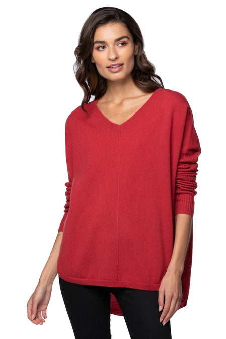 100% Cashmere Reversible Easy V-Neck Sweater in Neutrals