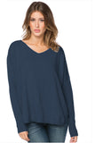 California Cashmere by Subtle Luxury Sweater Nelly Washable Cashmere V-neck / XS/S / Denim Nelly Washable Cashmere V-neck Pullover - New Arrivals