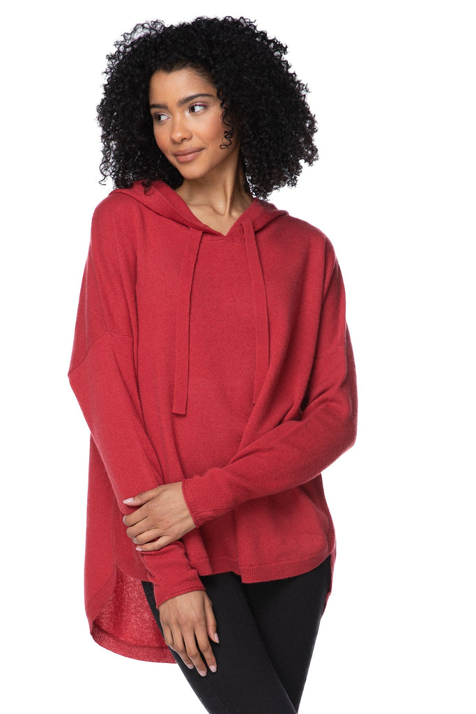 Quinn Washable Cashmere Hoodie Sweater in Red – Subtle Luxury