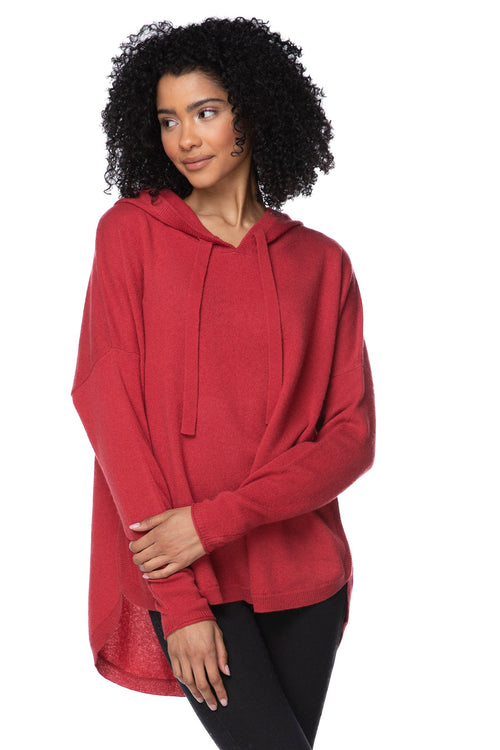 California Cashmere by Subtle Luxury Sweater Quinn Washable Cashmere Hoodie / XS/S / Cranberry Quinn Washable Cashmere Hoodie Sweater in Red