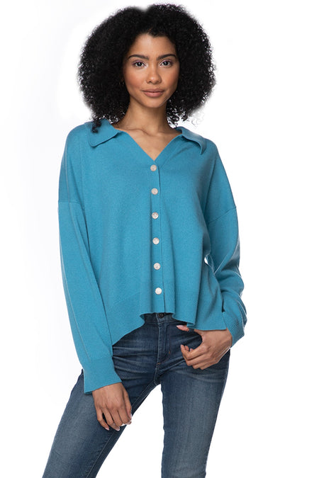 100% Cashmere Loose & Easy Cardigan in Shale