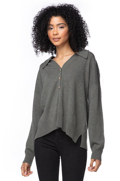 California Cashmere by Subtle Luxury Sweater Rose Washable Cashmere Collared Cardi / S/M / Pesto Rose Washable Cashmere Collared Cardigan