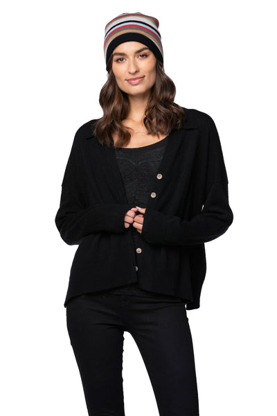 California Cashmere by Subtle Luxury Sweater Rose Washable Cashmere Collared Cardi / XS/S / Black Rose Washable Cashmere Collared Cardi in Black