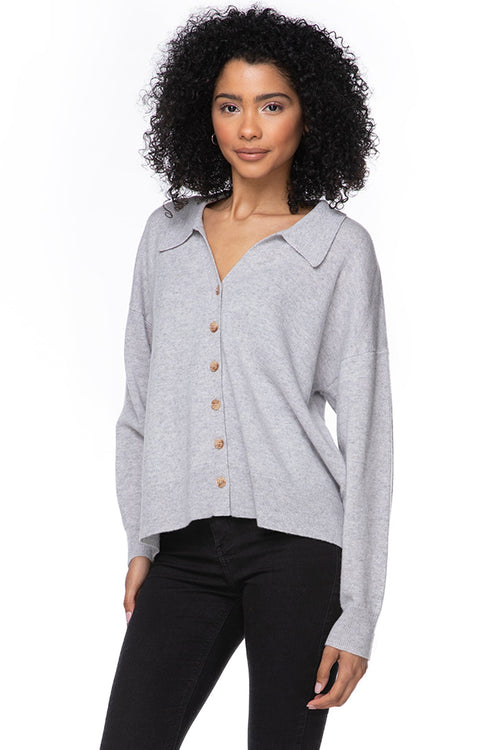 California Cashmere by Subtle Luxury Sweater Rose Washable Cashmere Collared Cardi / XS/S / Whisper Rose Washable Cashmere Collared Cardi in Whisper
