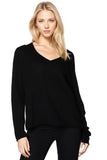 California Cashmere by Subtle Luxury Sweater Thermal V-Neck / XS/S / Black 100% Cashmere Thermal V-Neck Knit Sweater