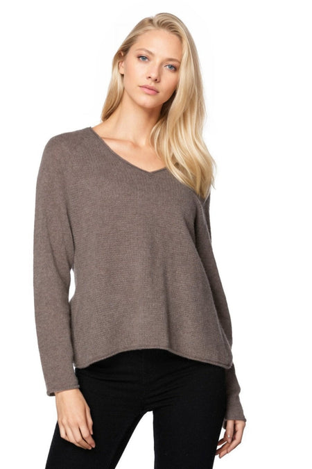 100% Cashmere Reversible Color Block Pullover in Black Combo