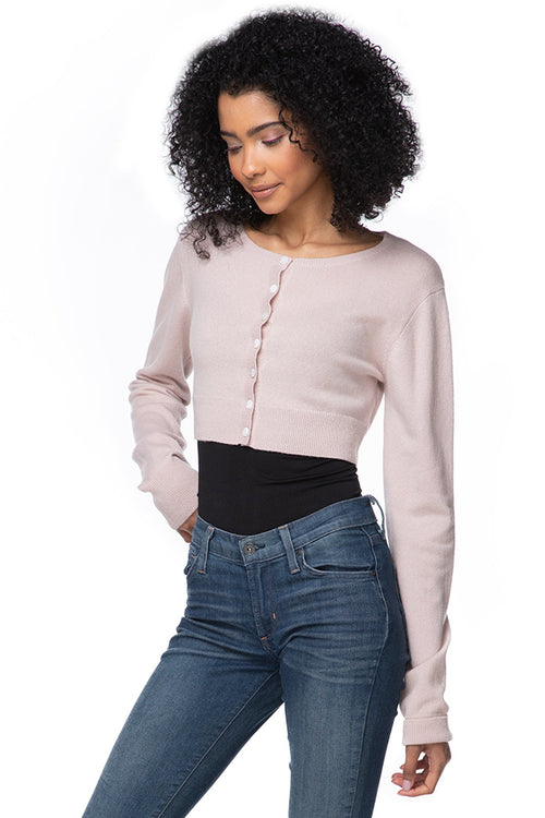 California Cashmere by Subtle Luxury Sweater Washable Cashmere Cropped Cardigan / S/M / Dusty Washable Cashmere Cropped Cardigan