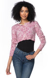 California Cashmere by Subtle Luxury Sweater Washable Cashmere Cropped Cardigan / S/M / Mosaic Florals-Pink Washable Cashmere Printed Cropped Cardigan