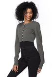 California Cashmere by Subtle Luxury Sweater Washable Cashmere Cropped Cardigan / S/M / Pesto Washable Cashmere Cropped Cardigan
