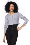 California Cashmere by Subtle Luxury Sweater Washable Cashmere Cropped Cardigan / S/M / Pine Bubbles-Silver Washable Cashmere Printed Cropped Cardigan