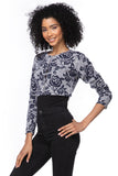 California Cashmere by Subtle Luxury Sweater Washable Cashmere Cropped Cardigan / S/M / Rose Garden-Blue Washable Cashmere Printed Cropped Cardigan