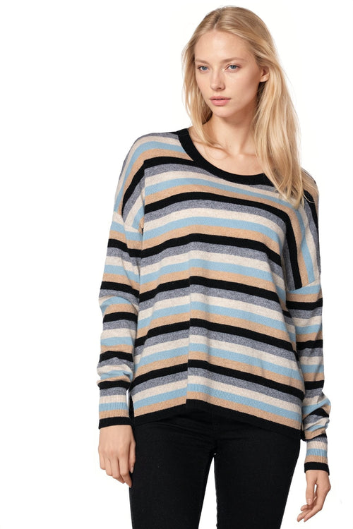 California Cashmere by Subtle Luxury Sweater Washable Cashmere Wesley Pullover in Multicolor Stripe