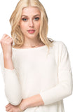 California Cashmere by Subtle Luxury Sweater Zoe Cross Stitch Pullover / M/L / White Zoe Cross Stitch Pullover Sweater in Cotton Cashmere Blend