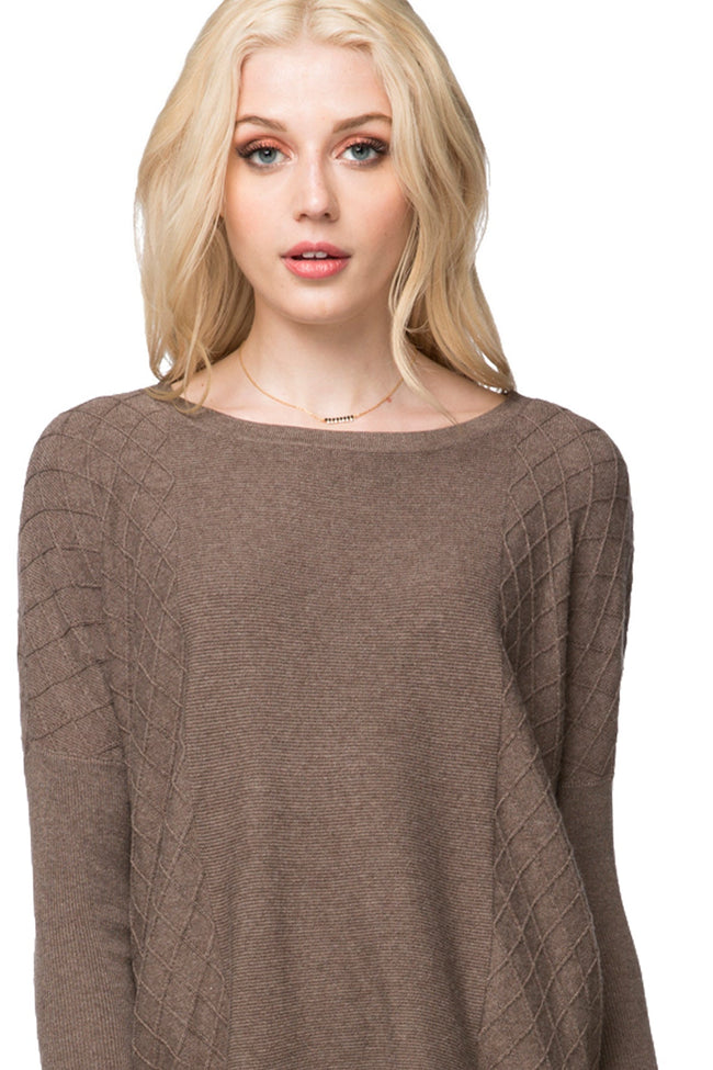 California Cashmere by Subtle Luxury Sweater Zoe Cross Stitch Pullover / XS/S / Coco Zoe Cross Stitch Pullover Sweater in Cotton Cashmere Blend