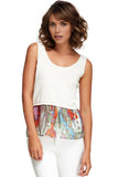 California Cashmere by Subtle Luxury Tanks Vintage Flounce Print Mixed Media Sweater Tank