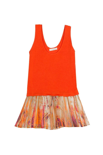 California Cashmere by Subtle Luxury Tanks XS/S / coral / washed striped Vintage Flounce Print Mixed Media Sweater Tank