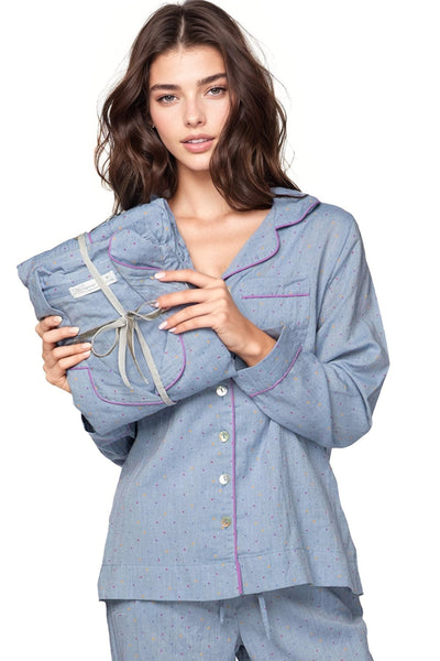 Chambray Cotton Print | Pajama Set - Subtle Luxury