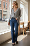 Boyfriend Cotton Cashmere Sweater Cardigan with Chiffon Silk Back