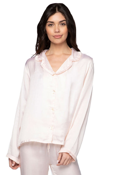 Charlotte Satin Ruffle Edge Top - Subtle Luxury