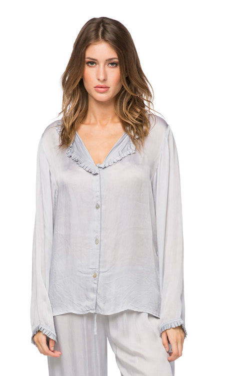 Charlotte Satin Ruffle Edge Top - Subtle Luxury