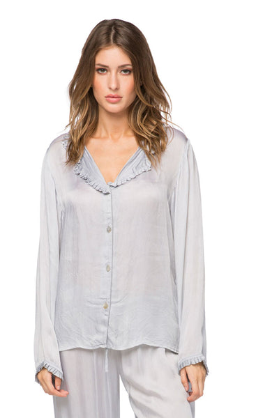 Charlotte Satin Ruffle Edge Top - Subtle Luxury