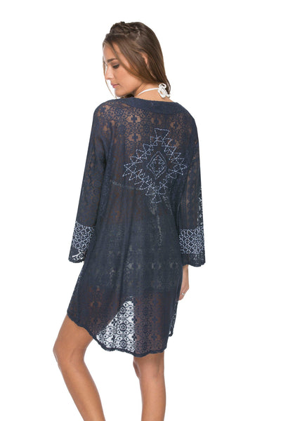 Coastal Lace Kimono with Embroidery - Subtle Luxury