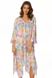 Colorful Spring Print V - Neck Sundress Coverup - Subtle Luxury