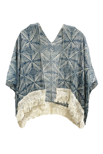 Cotton with Lurex Luxury Fringe Edge Crop Kimono - Subtle Luxury