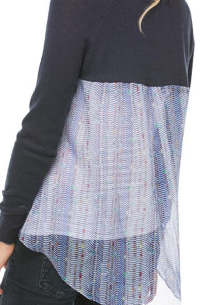 Crewneck Cotton - Cashmere Sweater with Silk Back Panel - Subtle Luxury