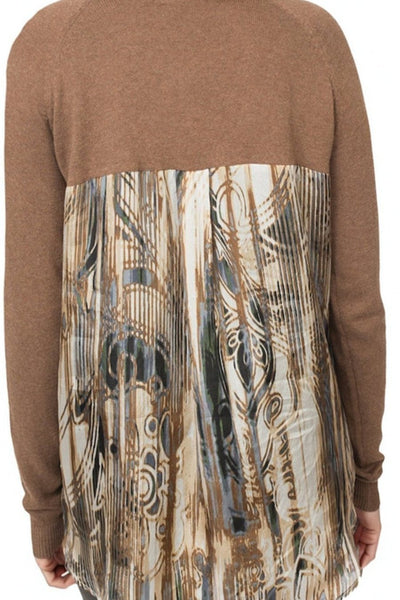 Crewneck Cotton - Cashmere Sweater with Silk Back Panel - Subtle Luxury