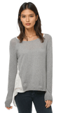 Crewneck Cotton - Cashmere Sweater with Silk Back Panel - Subtle Luxury