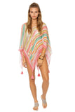 Crop Tassel Poncho Coverup in Cabana Stripe - Subtle Luxury